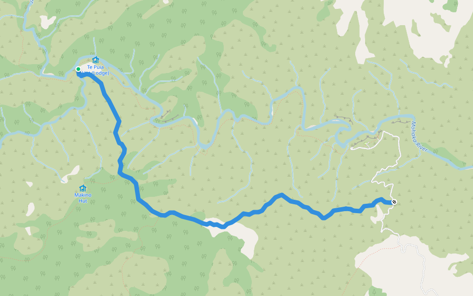 Makahu Road to Makino Hut Track walking route map in Puketitiri