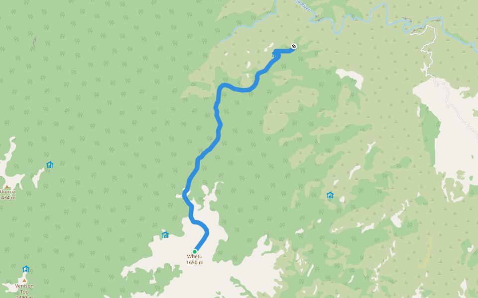 MAKINO HUT TO TO BUSH EDGE walking route map in Puketitiri