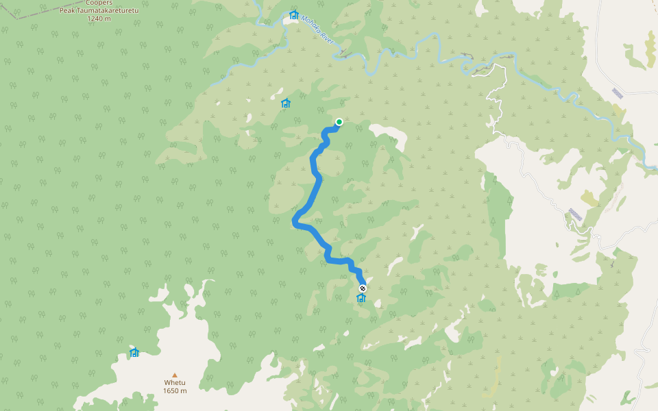MIDDLE HILL HUT TO MAKINO TK JTN TK walking route map in Puketitiri