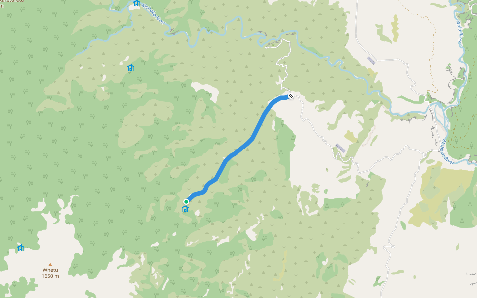 PINKS HUT TO MIDDLE HILL HUT TK walking route map in Puketitiri