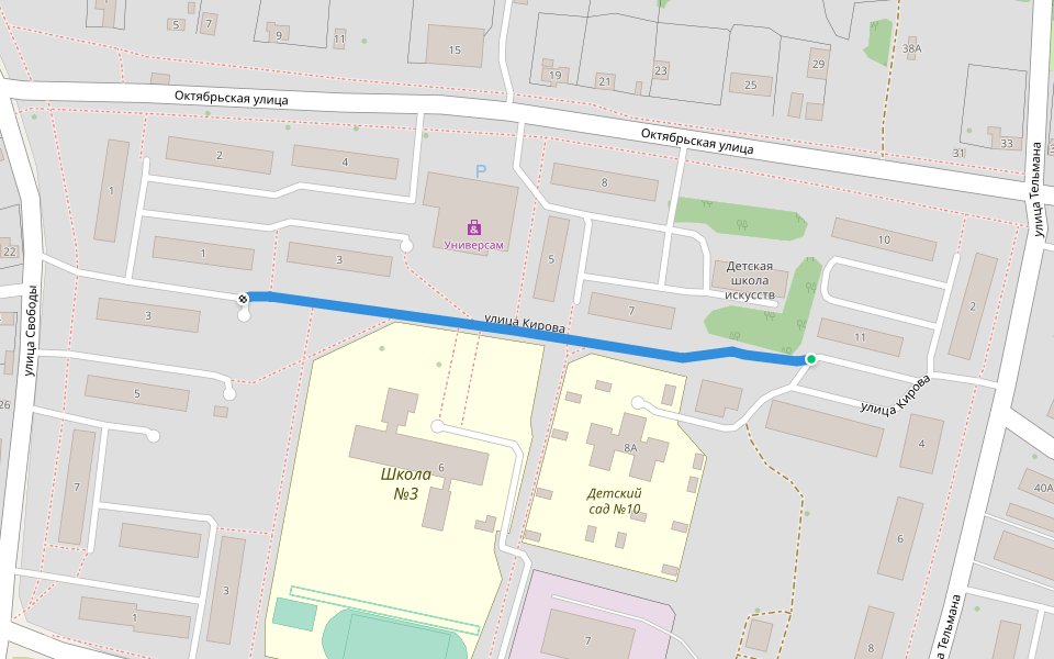 улица Кирова walking route map in Gornozavodsk