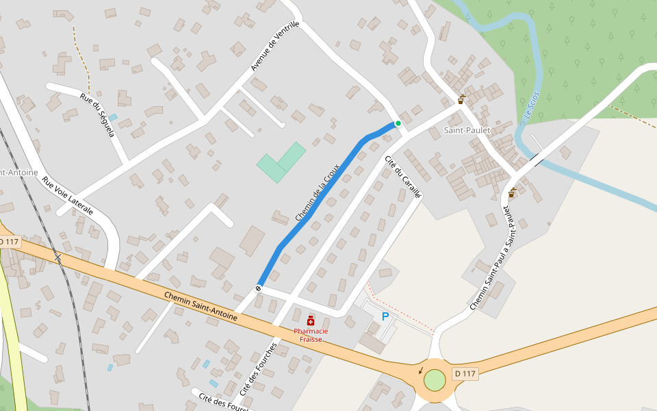 Chemin de la Croux walking route map in Saint-Paul-de-Jarrat