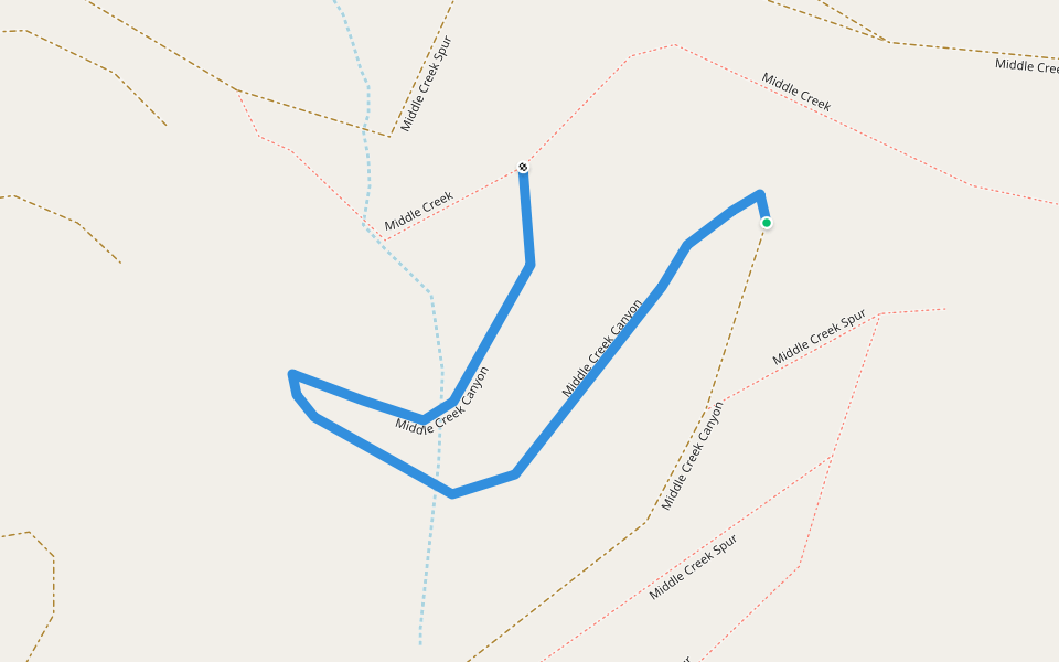Middle Creek Canyon walking route map in Vail