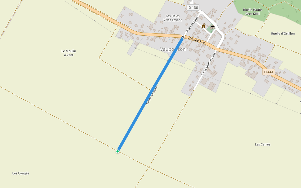 Ruelle Ammelee walking route map in Vaupoisson