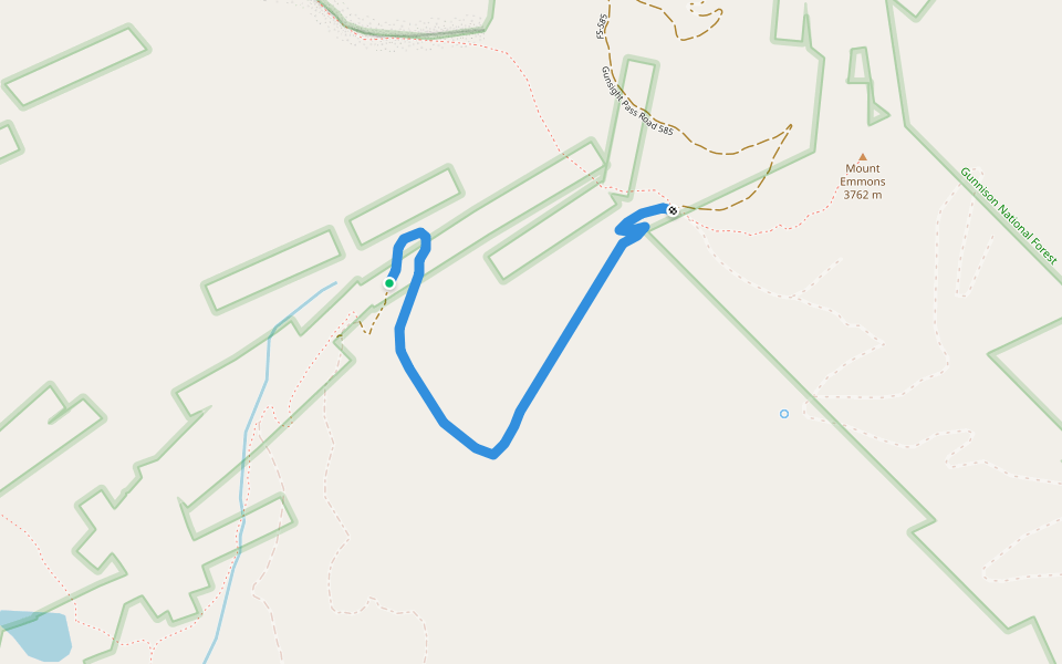 Gunsight Pass 585 walking route map in Crested Butte