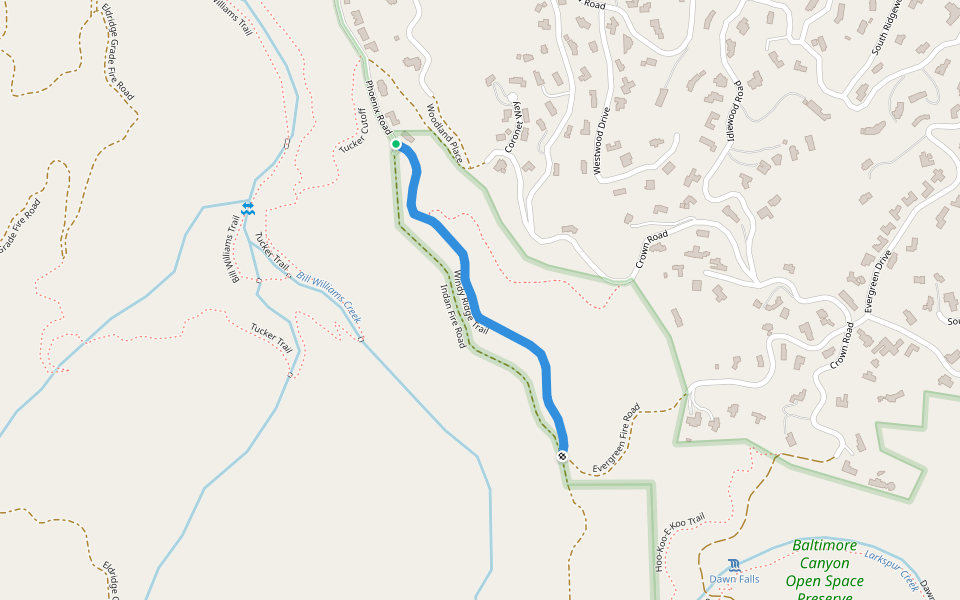 Windy Ridge Trail walking route map in Kentfield