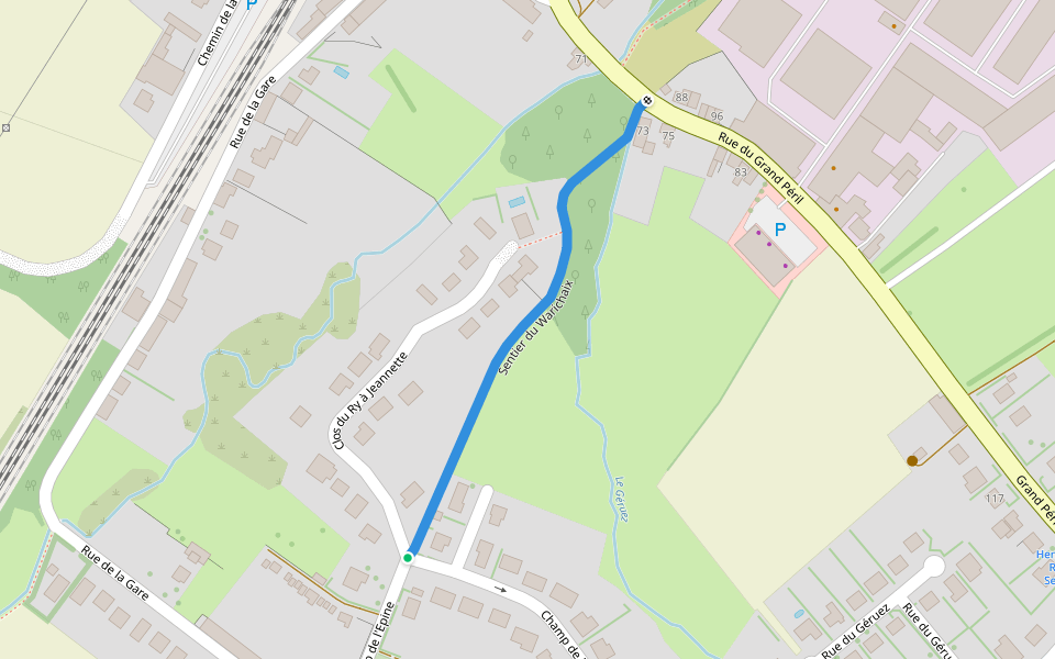 Sentier du Warichaix walking route map in Braine-le-Comte