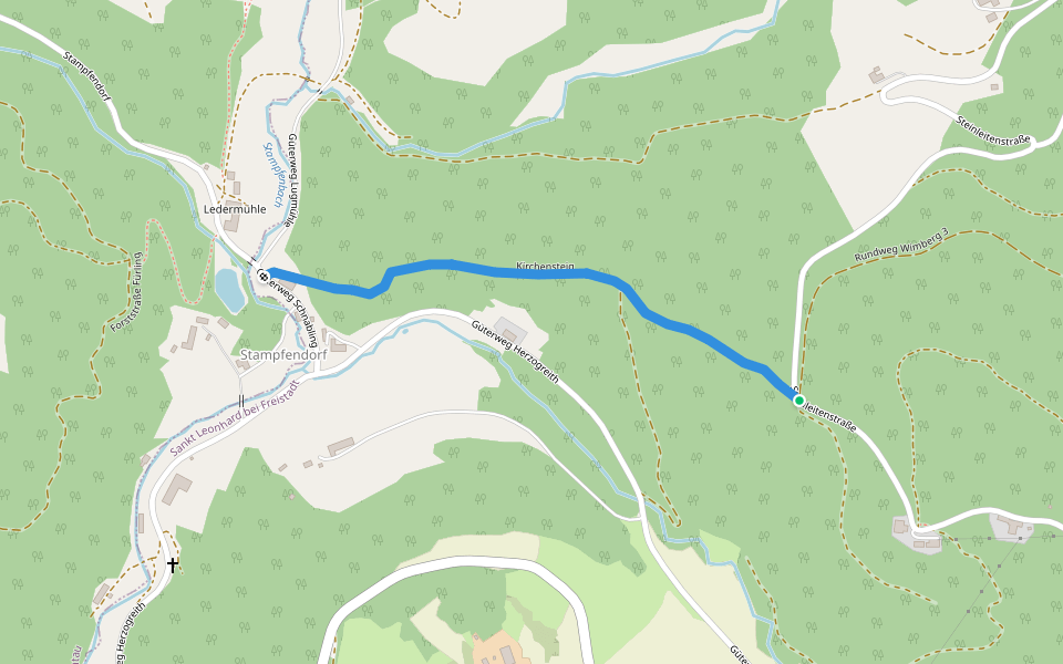 Kirchensteig walking route map in Sankt Leonhard bei Freistadt