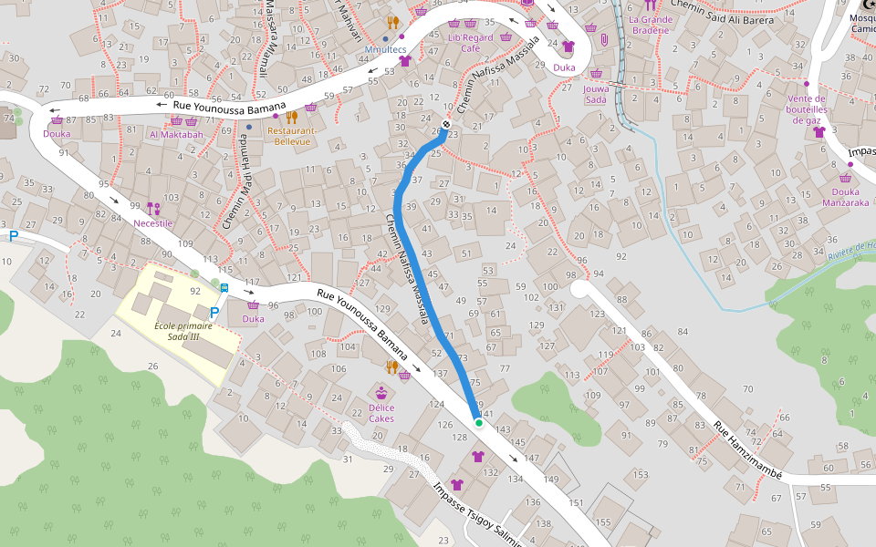 Chemin Nafissa Massiala walking route map in Sada
