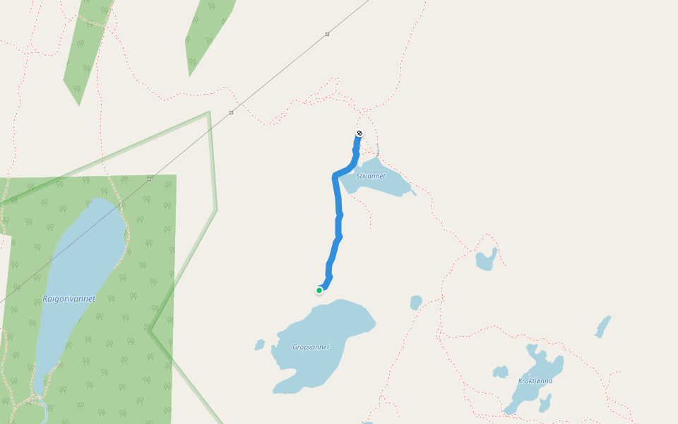 Sti til Gropvannet walking route map in Alta