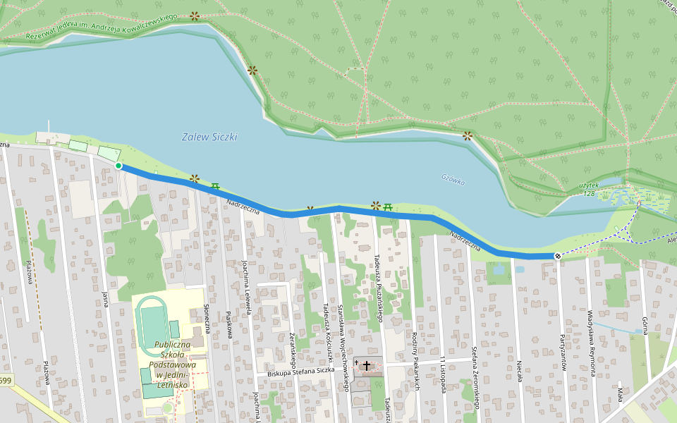 Nadrzeczna walking route map in Jedlnia-Letnisko