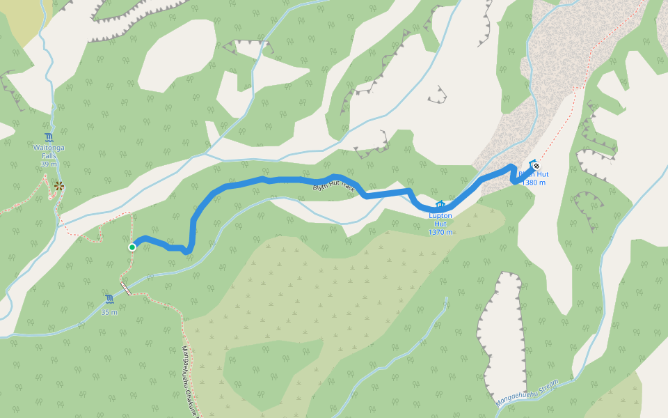 Blyth Hut Track walking route map in Ohakune