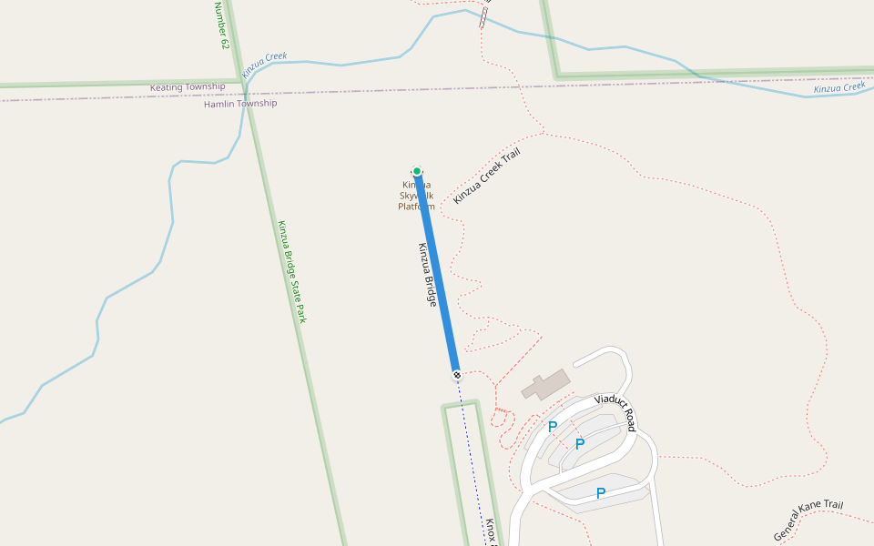 Kinzua Bridge walking route map in Kane