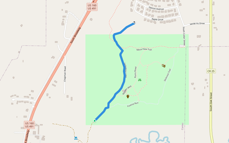 Jackrabbit Lane walking route map in Cortez