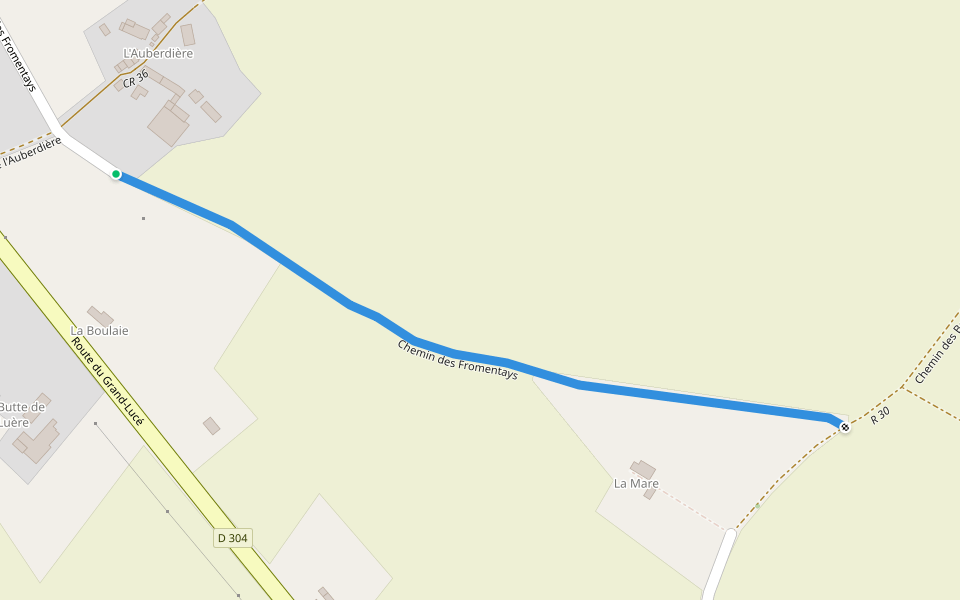 Chemin des Fromentays walking route map in Parigné-l'Évêque