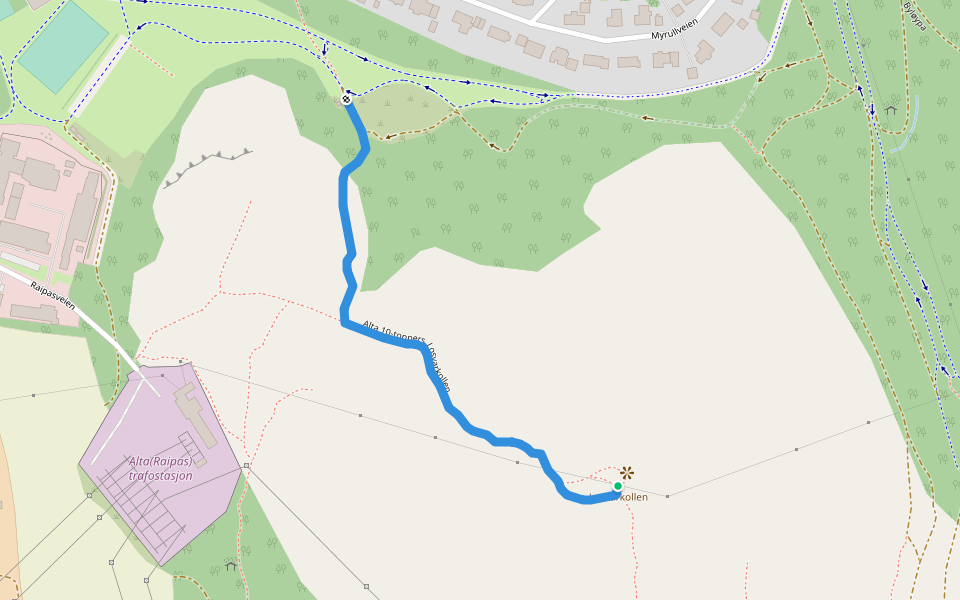 Alta 10-toppers, Losvarkollen walking route map in Alta