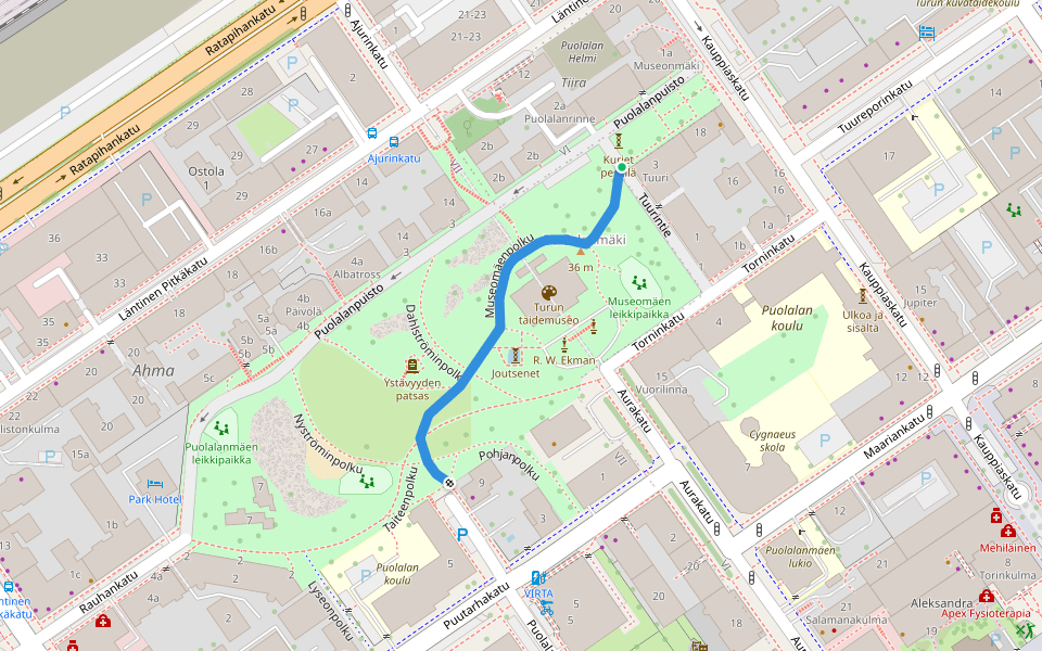 Museomäenpolku walking route map in Turku