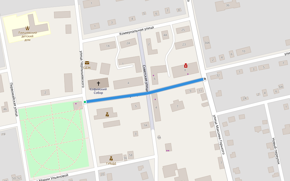 улица Космонавтов walking route map in Laishevo