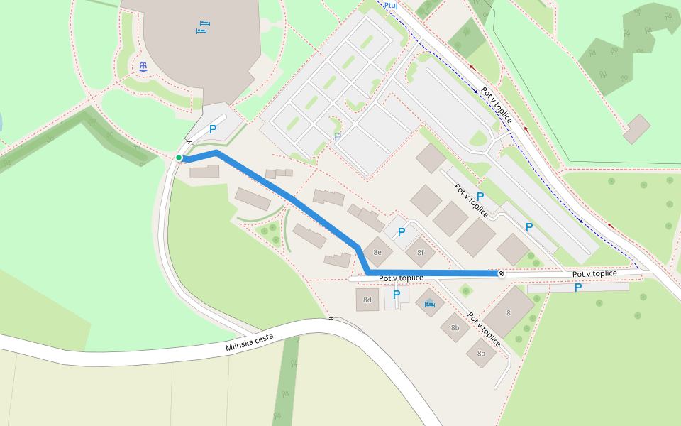 Pot v toplice walking route map in Zgornji Velovlek