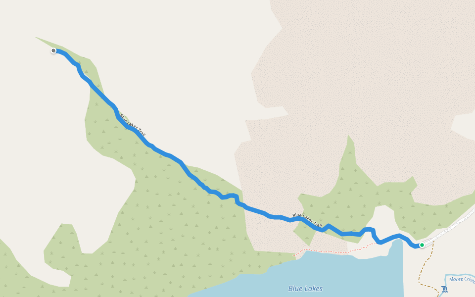 Blue Lakes Trail walking route map in Breckenridge