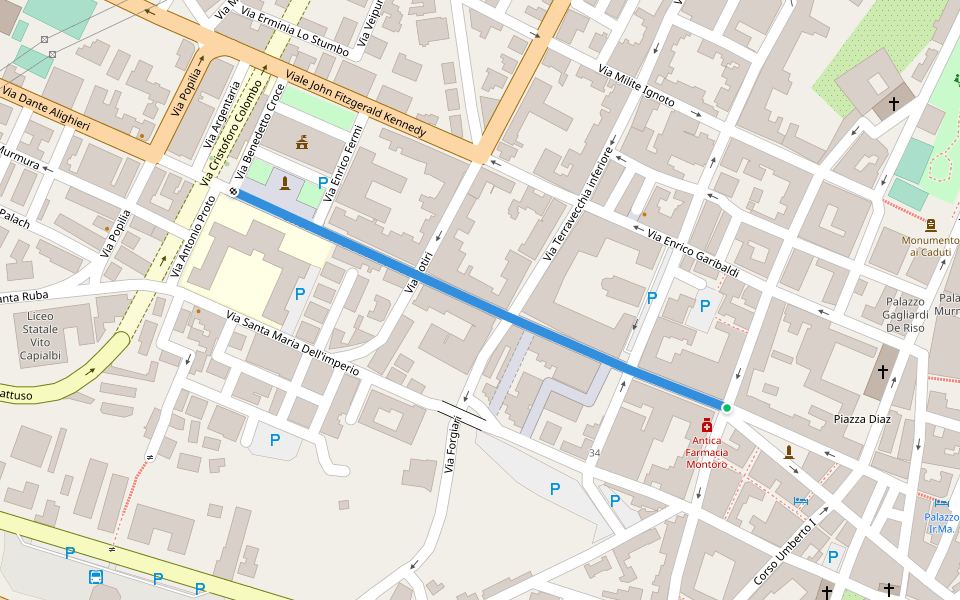 Corso Vittorio Emanuele III walking route map in Vibo Valentia