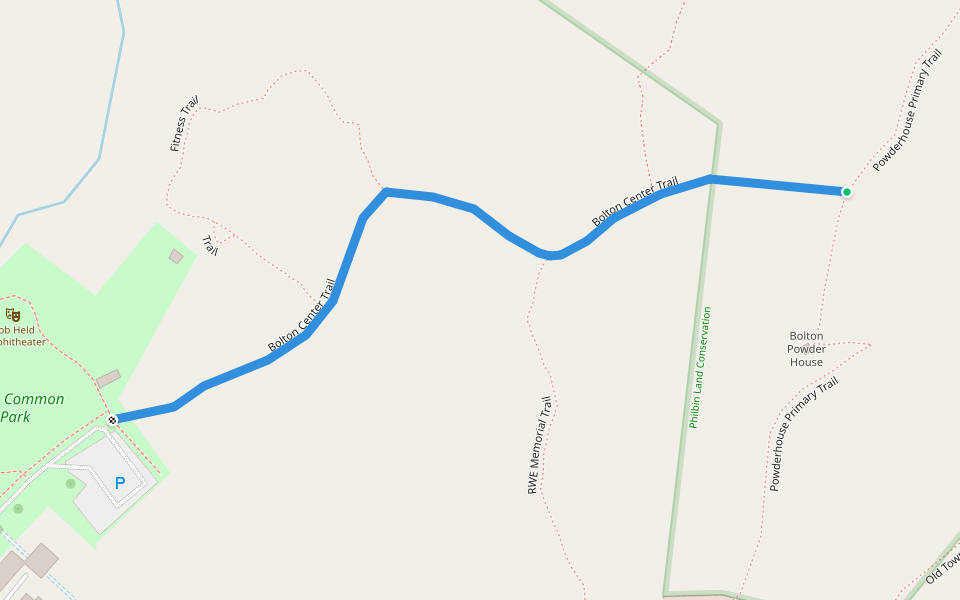 Bolton Center Trail walking route map in Bolton