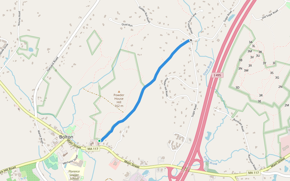 Old Town House Road walking route map in Bolton