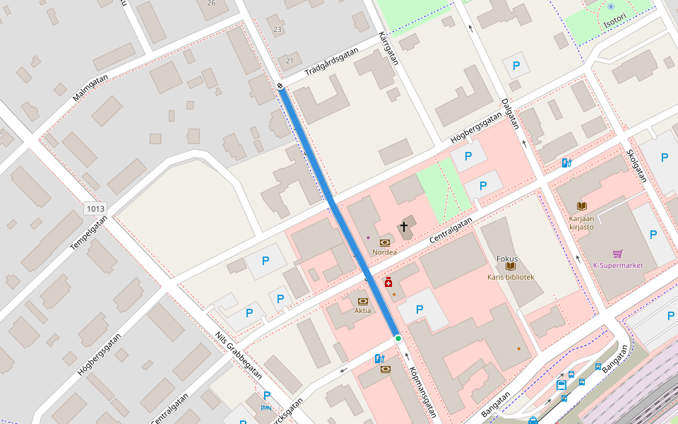 Köpmansgatan walking route map in Karis