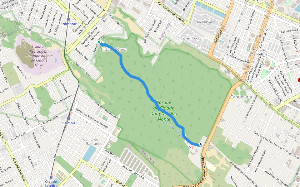 Trilha do Parque da Cidade walking route map in Natal