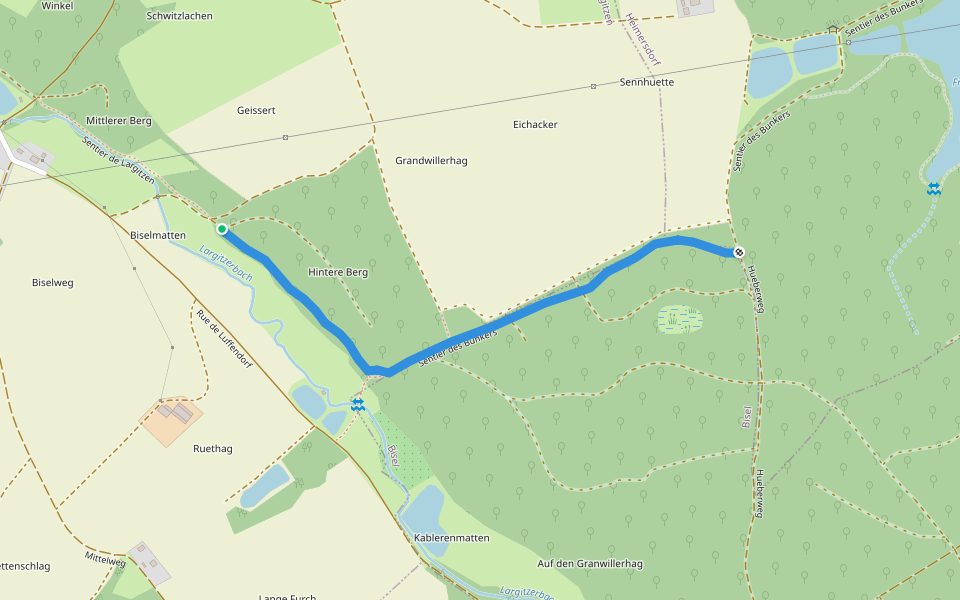 Sentier des Bunkers walking route map in Largitzen