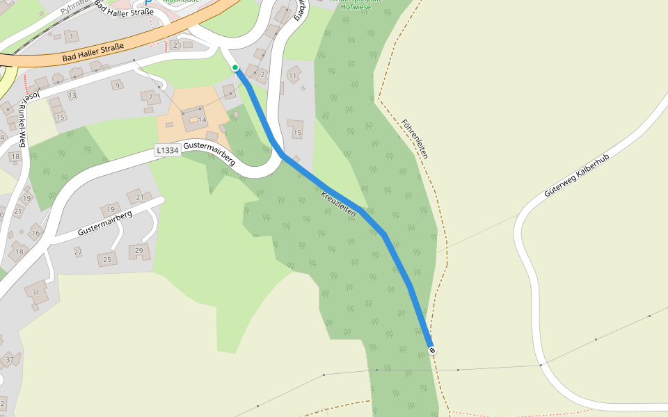 Kreuzleiten walking route map in Kremsmünster