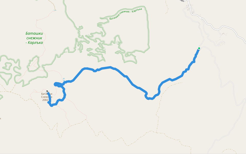 За вр. Баташки Снежник walking route map in Fotinovo