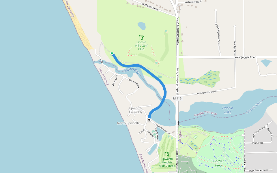 Ludington and Northern Railway walking route map in Ludington