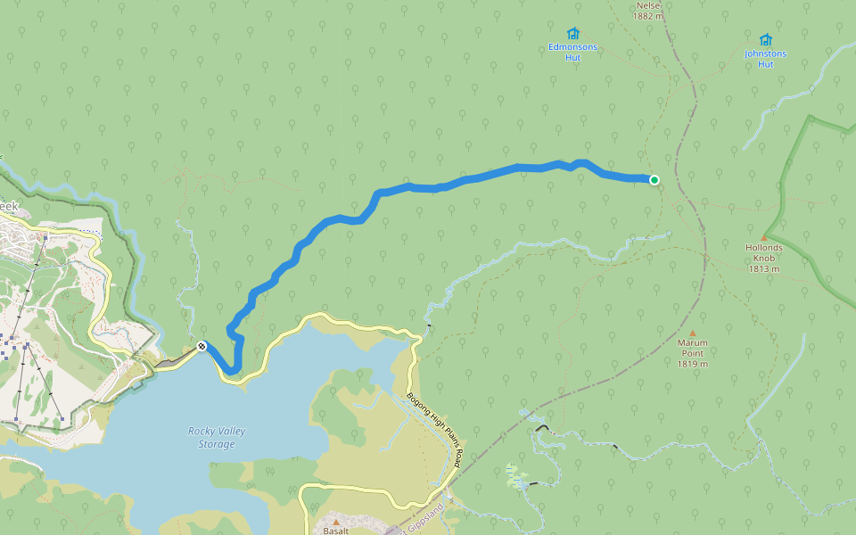 Heathy Spur Track walking route map in Falls Creek