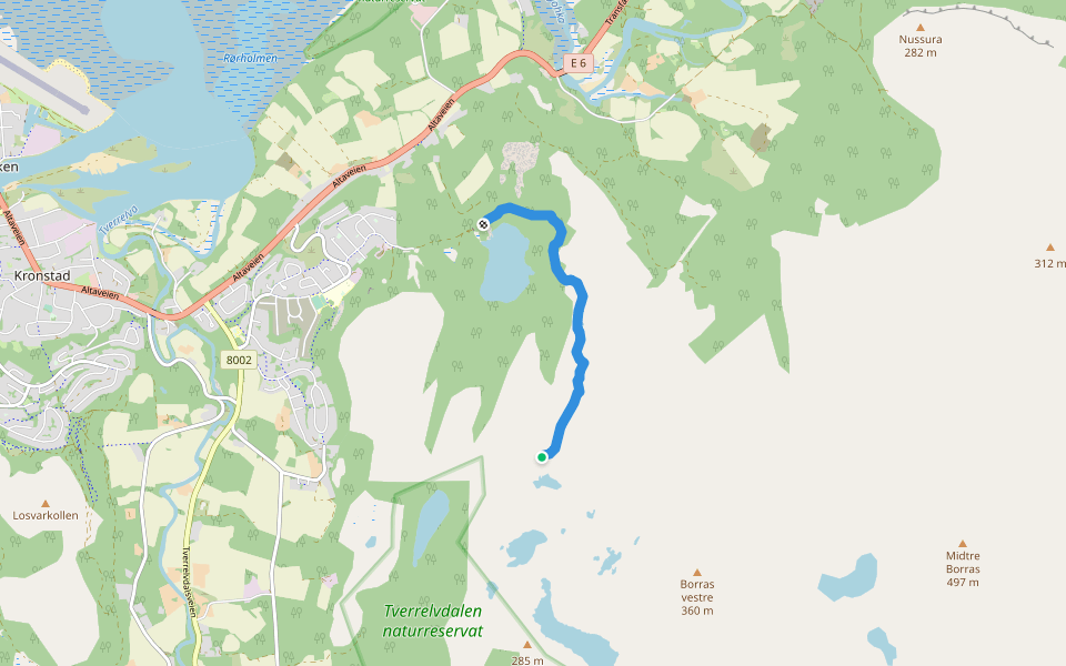 Sti rundt Skogvannet walking route map in Alta