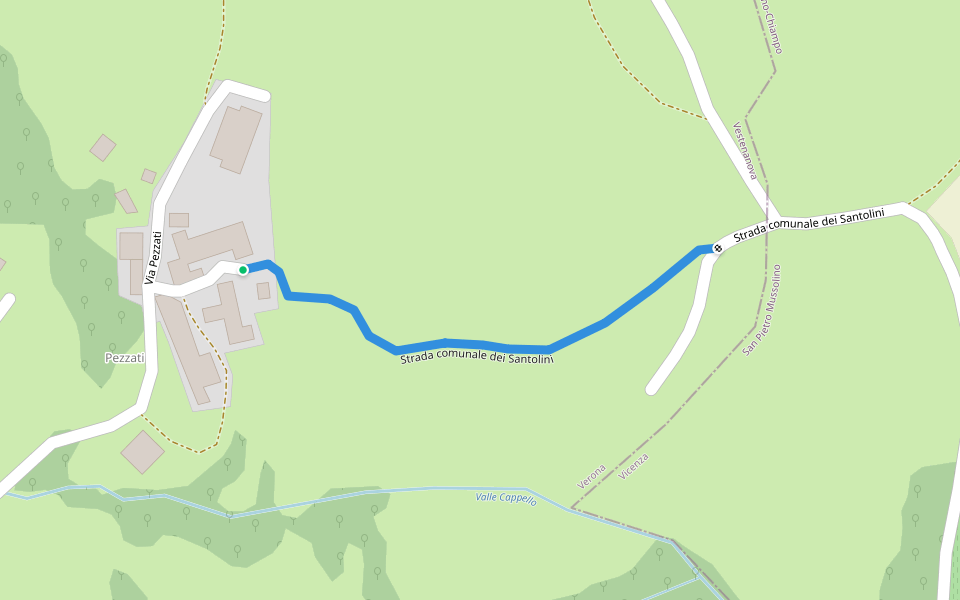 Strada comunale dei Santolini walking route map in Pezzati