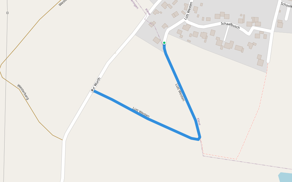 Lütt Westen walking route map in Kleve