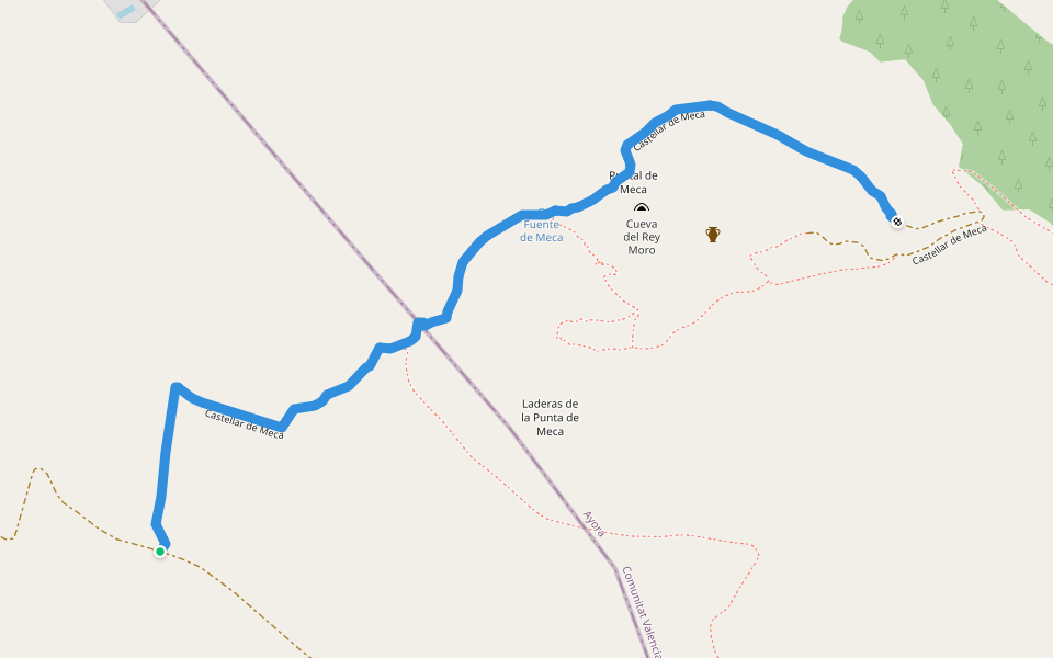 Castellar de Meca walking route map in Alpera