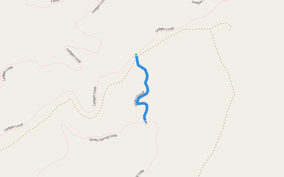Stinky Cutoff walking route map in Mancos