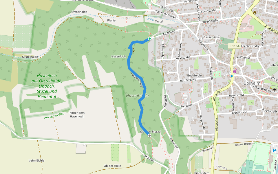 Hasenlochweg walking route map in Herbrechtingen