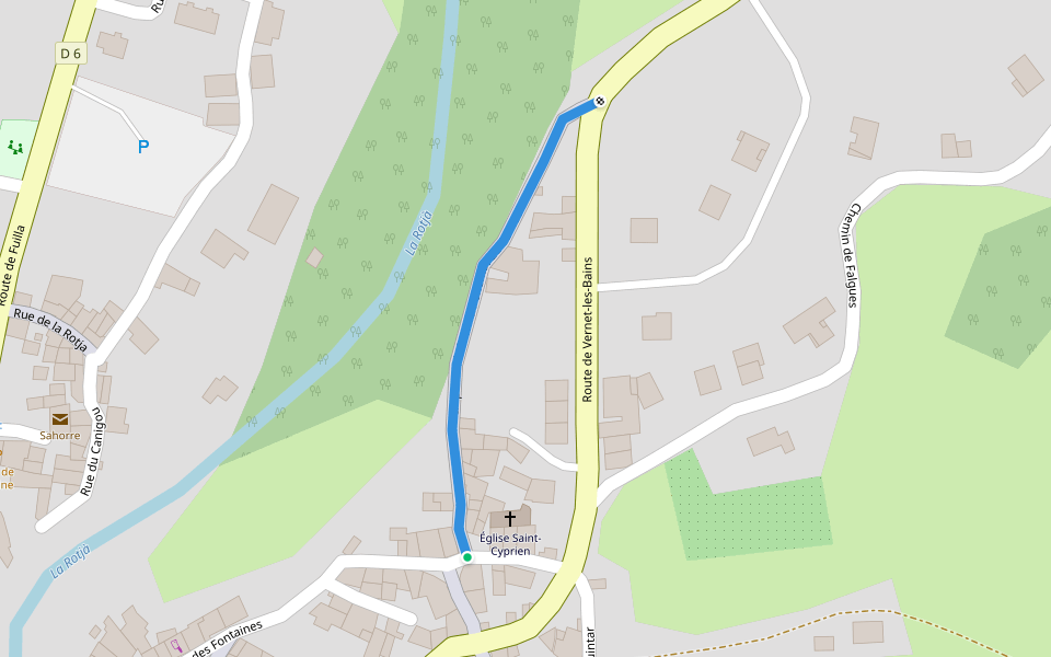 Impasse de l'Ancien Chemin de Vernet walking route map in Sahorre