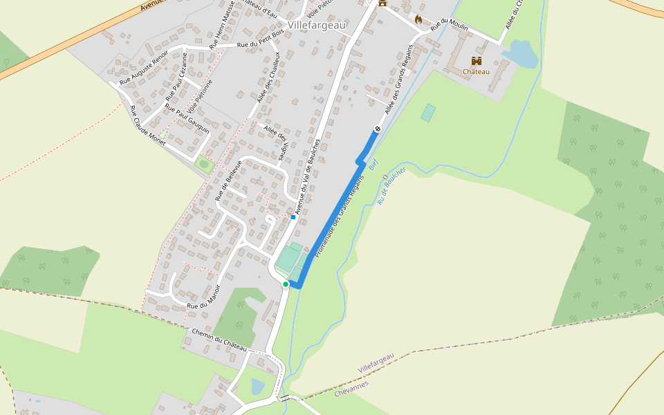 Promenade des Grands Regains walking route map in Villefargeau