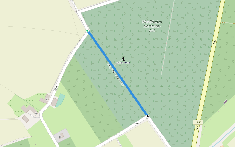 Weg zum Alster Kreuz walking route map in Horstmar