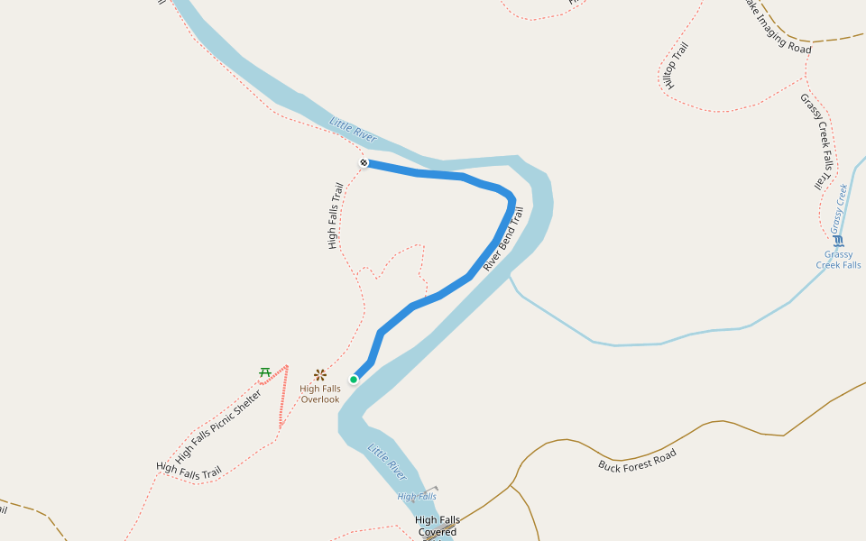 River Bend Trail walking route map in Cedar Mountain