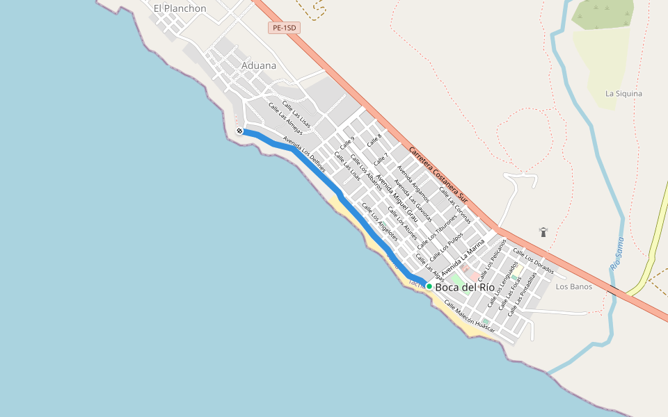 Calle Malecón Huáscar walking route map in Tacna