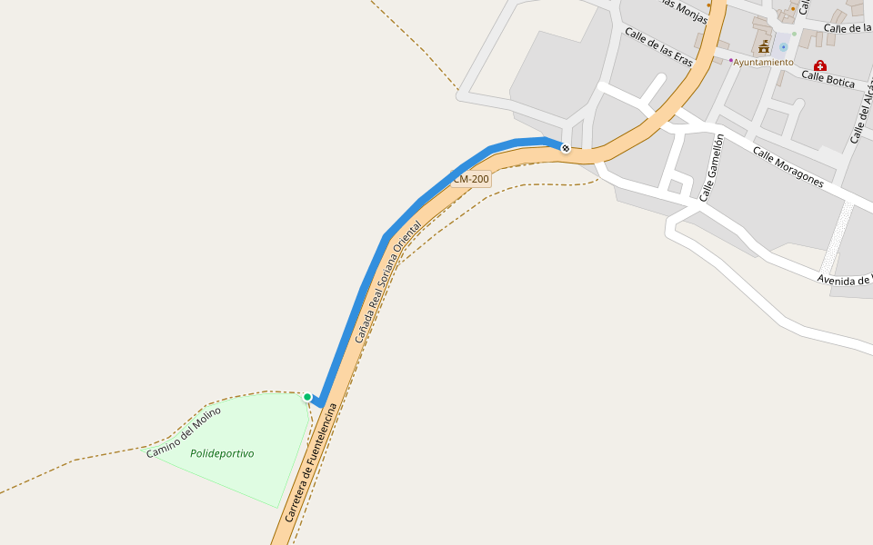 Sendero al Polideportivo walking route map in Fuentelencina