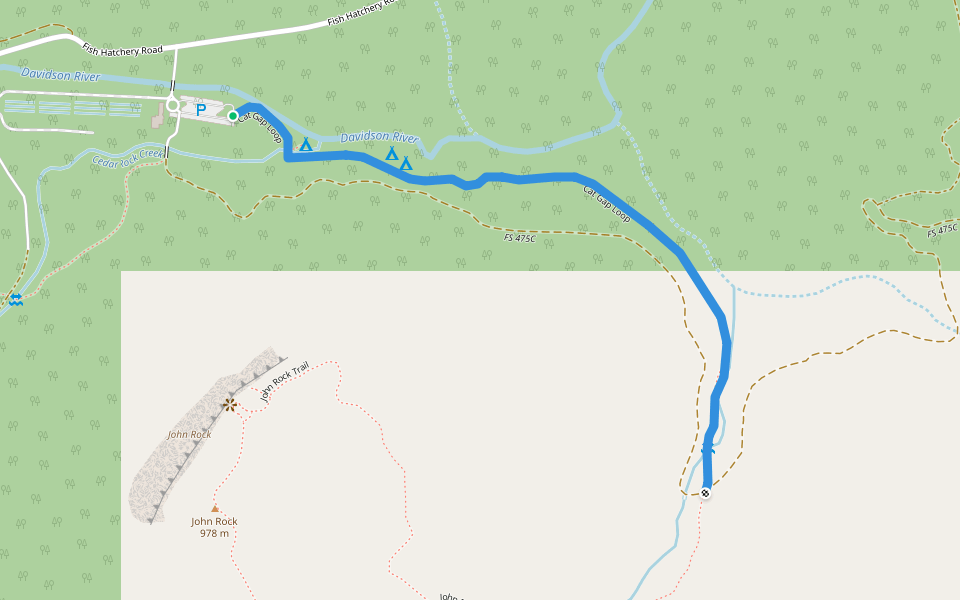 Cat Gap Loop walking route map in Brevard