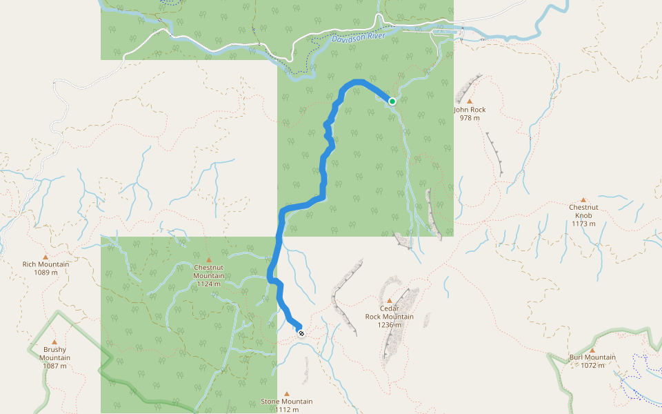Butter Gap Trail walking route map in Brevard
