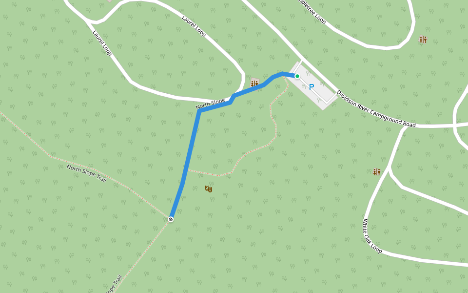 North Slope walking route map in Pisgah Forest