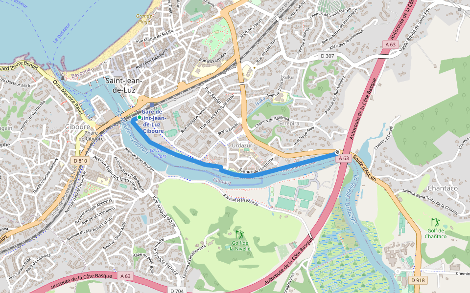 Promenade Alfred de Pose walking route map in Saint-Jean-de-Luz